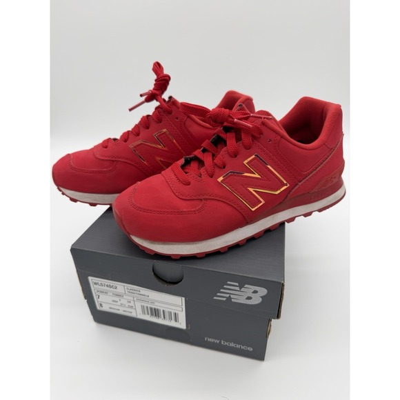 New Balance Classic 574-RED-WOMEN'S 7-Retro-Classic-New In Box - Picture 8 of 9